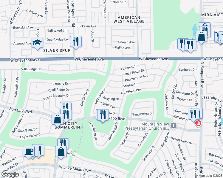 map of restaurants, bars, coffee shops, grocery stores, and more near 9045 Litchfield Avenue in Las Vegas