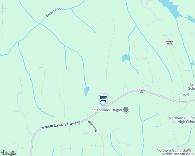 map of restaurants, bars, coffee shops, grocery stores, and more near 7927 Valley Falls Road in Greensboro