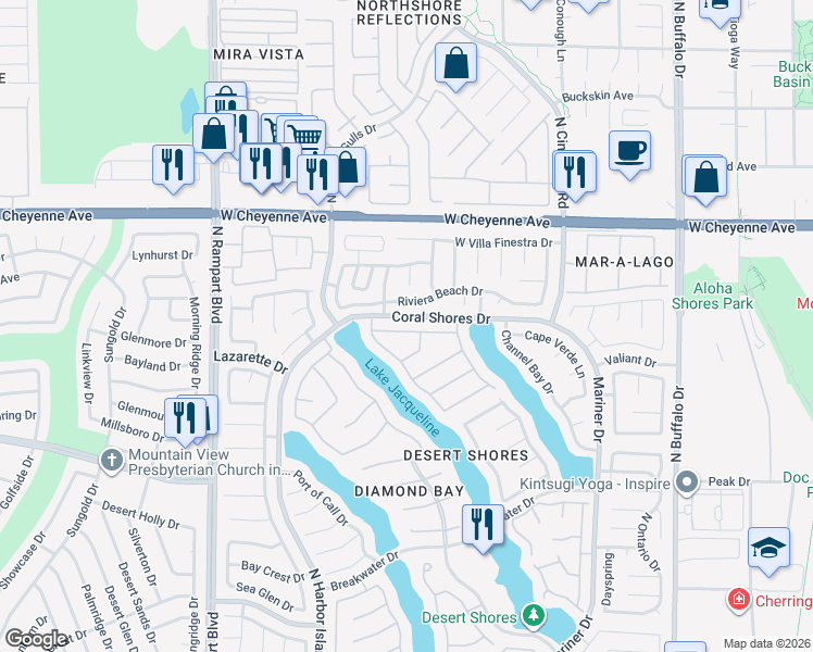 map of restaurants, bars, coffee shops, grocery stores, and more near 8132 Bay Harbor Drive in Las Vegas