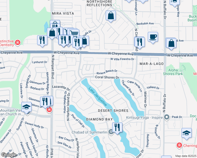 map of restaurants, bars, coffee shops, grocery stores, and more near 8132 Bay Harbor Drive in Las Vegas