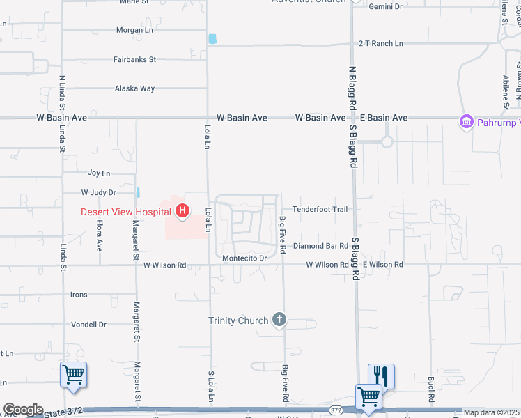 map of restaurants, bars, coffee shops, grocery stores, and more near 320 Riviera Drive in Pahrump