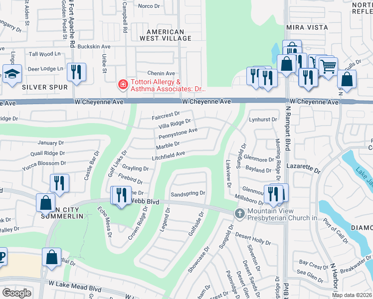 map of restaurants, bars, coffee shops, grocery stores, and more near 8809 Litchfield Avenue in Las Vegas