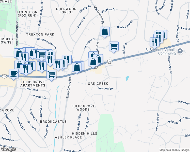 map of restaurants, bars, coffee shops, grocery stores, and more near 646 Rehnea Drive in Nashville