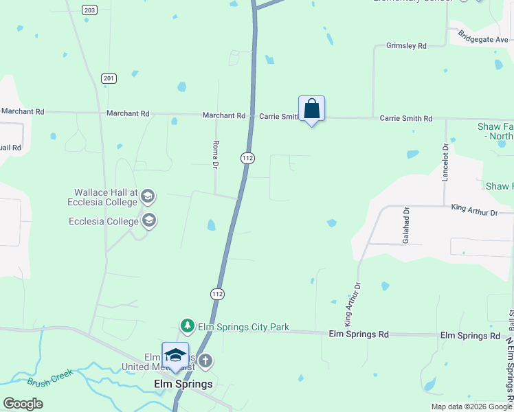 map of restaurants, bars, coffee shops, grocery stores, and more near 9250 Greenbriar Estates Road in Springdale