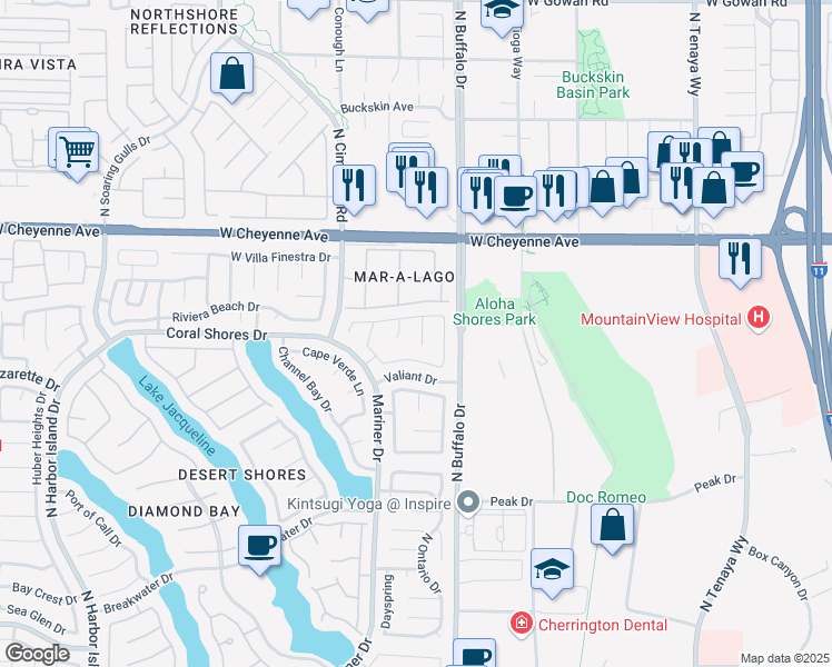 map of restaurants, bars, coffee shops, grocery stores, and more near 3009 North Blue Fin Circle in Las Vegas