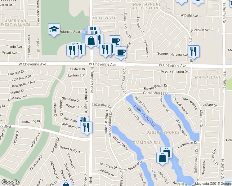 map of restaurants, bars, coffee shops, grocery stores, and more near 3024 Half Shell Way in Las Vegas