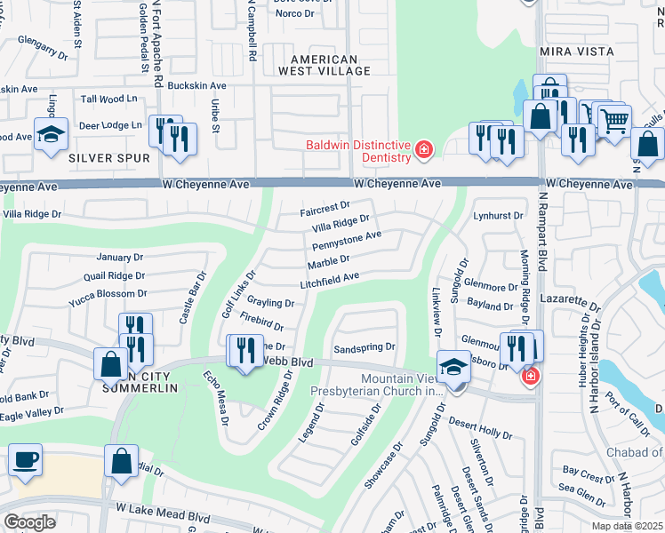 map of restaurants, bars, coffee shops, grocery stores, and more near 8913 Pennystone Avenue in Las Vegas