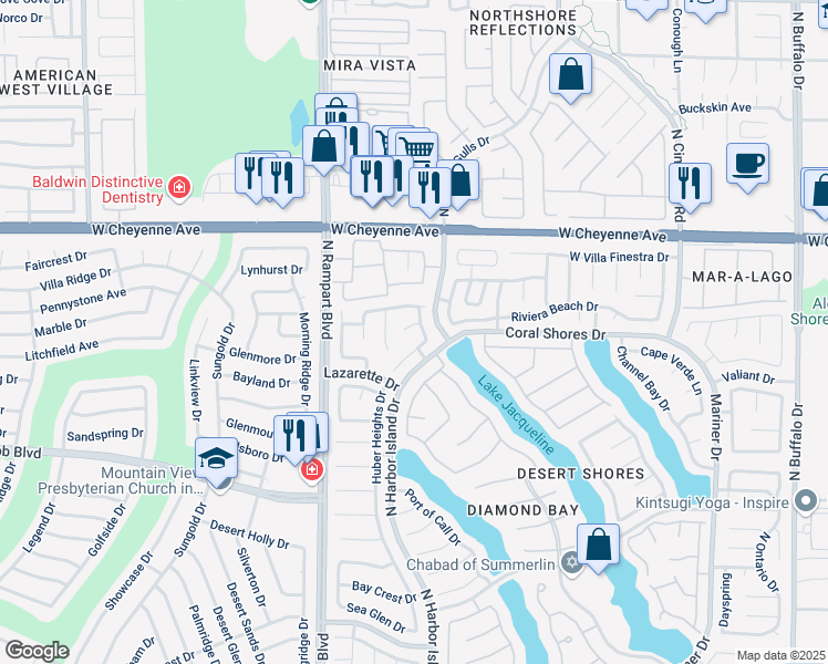 map of restaurants, bars, coffee shops, grocery stores, and more near 3024 Half Shell Way in Las Vegas