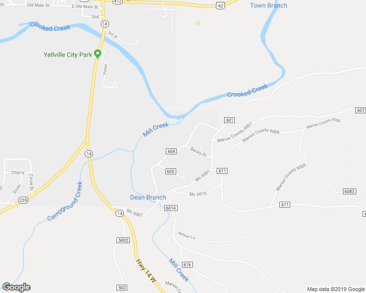map of restaurants, bars, coffee shops, grocery stores, and more near 101 Fern Drive in Yellville