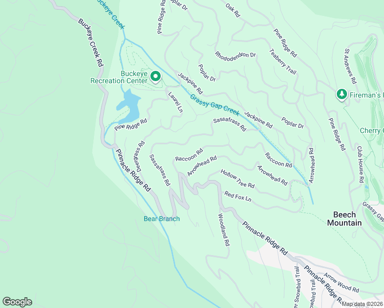 map of restaurants, bars, coffee shops, grocery stores, and more near 123 Raccoon Road in Beech Mountain