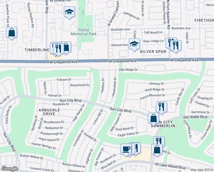 map of restaurants, bars, coffee shops, grocery stores, and more near 3001 Lotus Hill Drive in Las Vegas