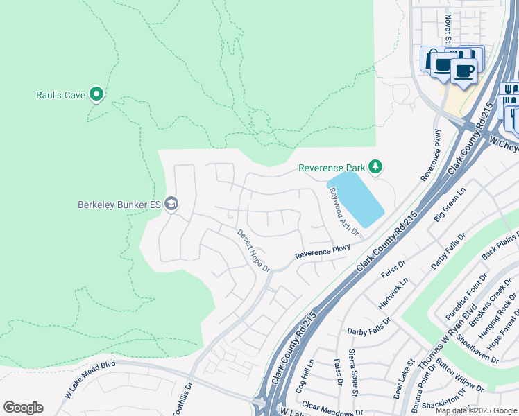 map of restaurants, bars, coffee shops, grocery stores, and more near 11140 Ansel Drive in Las Vegas