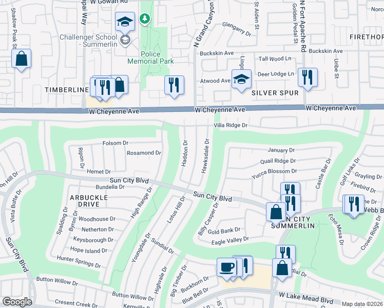 map of restaurants, bars, coffee shops, grocery stores, and more near 3013 Lotus Hill Drive in Las Vegas