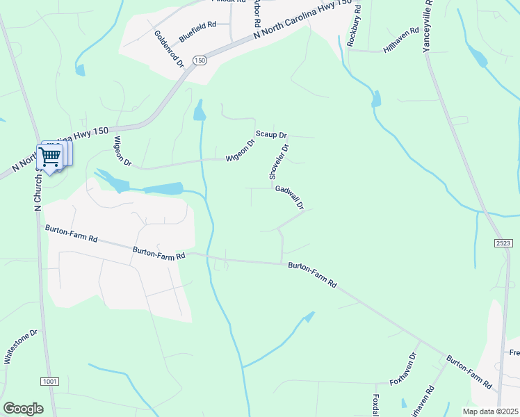 map of restaurants, bars, coffee shops, grocery stores, and more near 7802 Gadwall Court in Greensboro