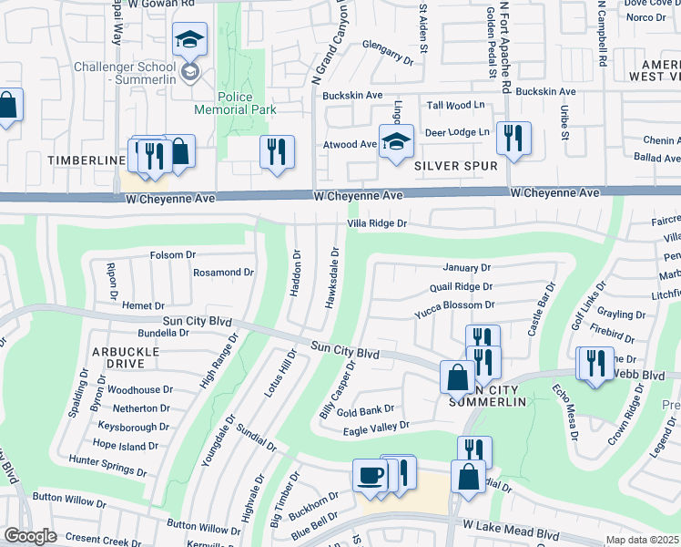 map of restaurants, bars, coffee shops, grocery stores, and more near 3004 Hawksdale Drive in Las Vegas