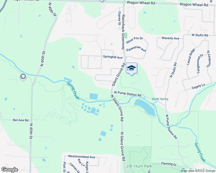map of restaurants, bars, coffee shops, grocery stores, and more near 3453 Knox Loop in Springdale