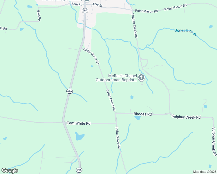 map of restaurants, bars, coffee shops, grocery stores, and more near 7812 Cedar Grove Road in Big Sandy