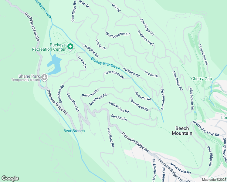 map of restaurants, bars, coffee shops, grocery stores, and more near 128 Raccoon Road in Beech Mountain