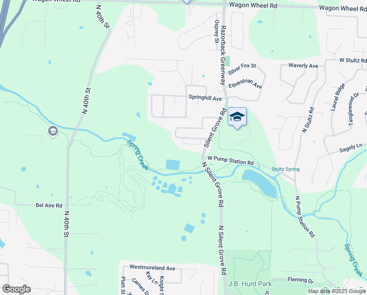 map of restaurants, bars, coffee shops, grocery stores, and more near 3585 Knox Loop in Springdale