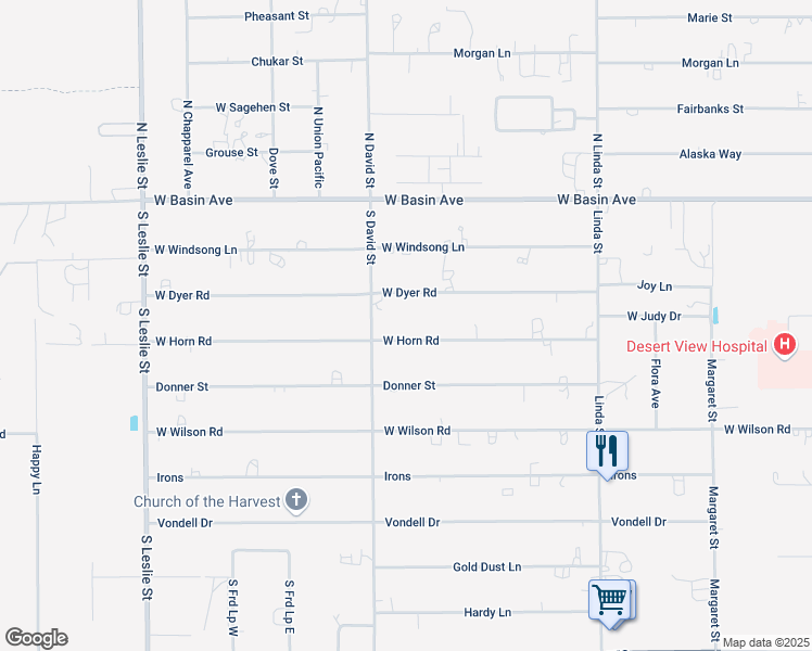 map of restaurants, bars, coffee shops, grocery stores, and more near 1421 West Dyer Road in Pahrump
