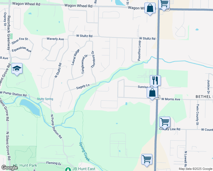 map of restaurants, bars, coffee shops, grocery stores, and more near 1500 Sieanna Cove in Springdale