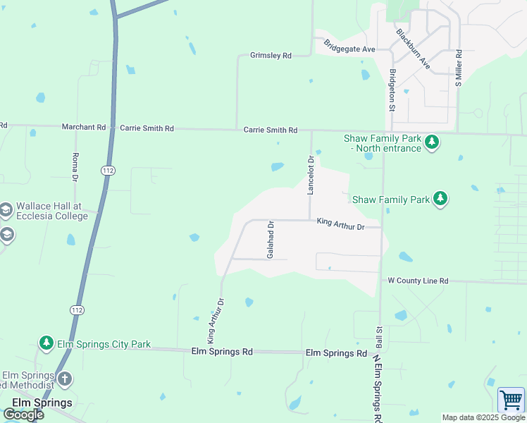 map of restaurants, bars, coffee shops, grocery stores, and more near 714 King Arthur Drive in Springdale