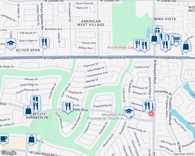 map of restaurants, bars, coffee shops, grocery stores, and more near 8908 Marble Drive in Las Vegas