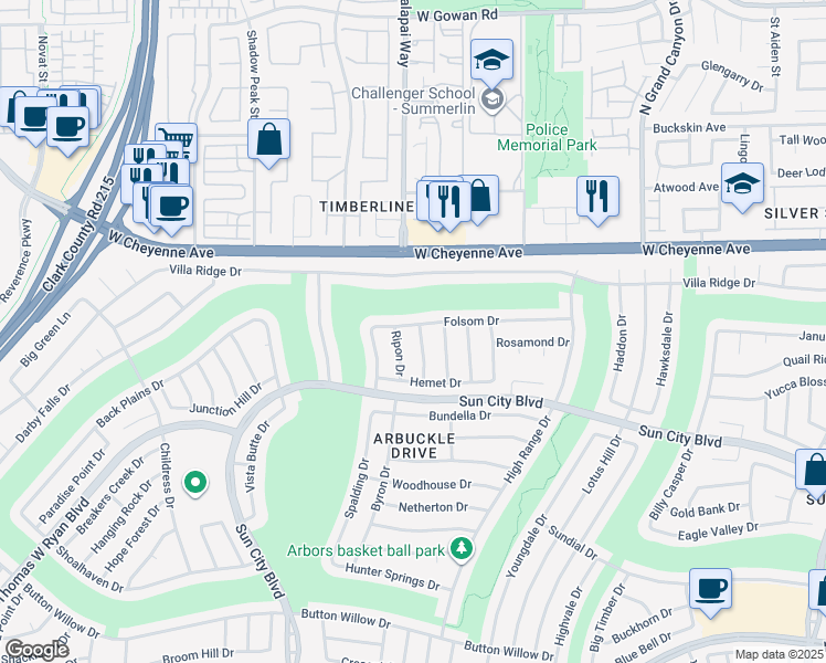 map of restaurants, bars, coffee shops, grocery stores, and more near 3033 Bonnie Rock in Las Vegas