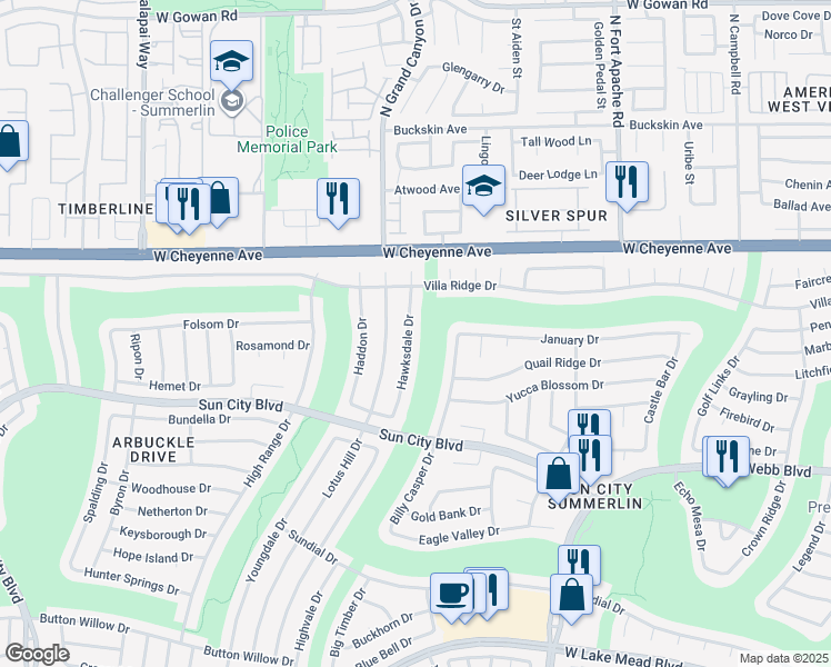 map of restaurants, bars, coffee shops, grocery stores, and more near 3012 Hawksdale Drive in Las Vegas