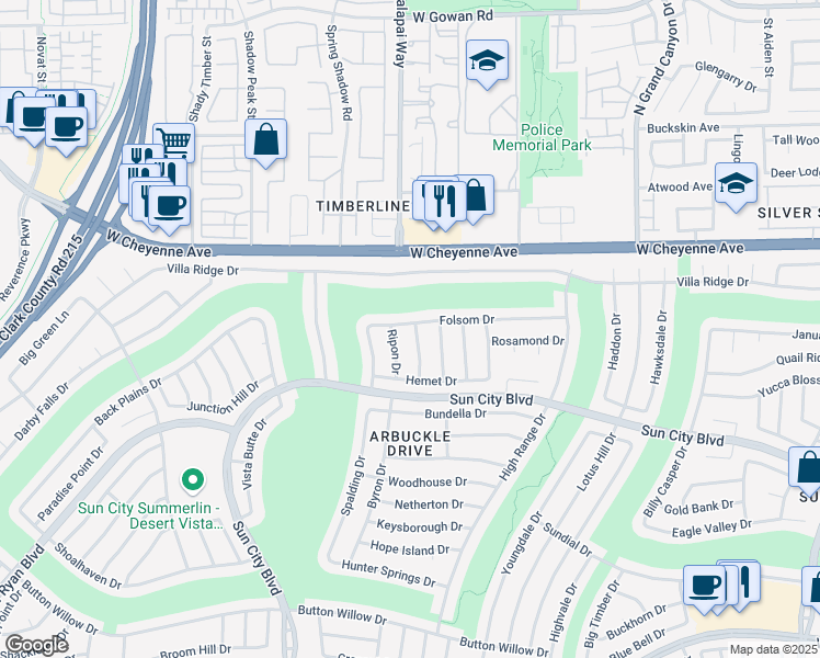 map of restaurants, bars, coffee shops, grocery stores, and more near 3033 Bonnie Rock in Las Vegas