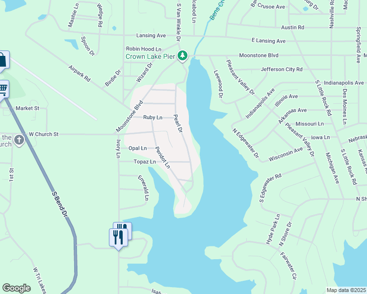 map of restaurants, bars, coffee shops, grocery stores, and more near 1011 Pearl Dr in Horseshoe Bend