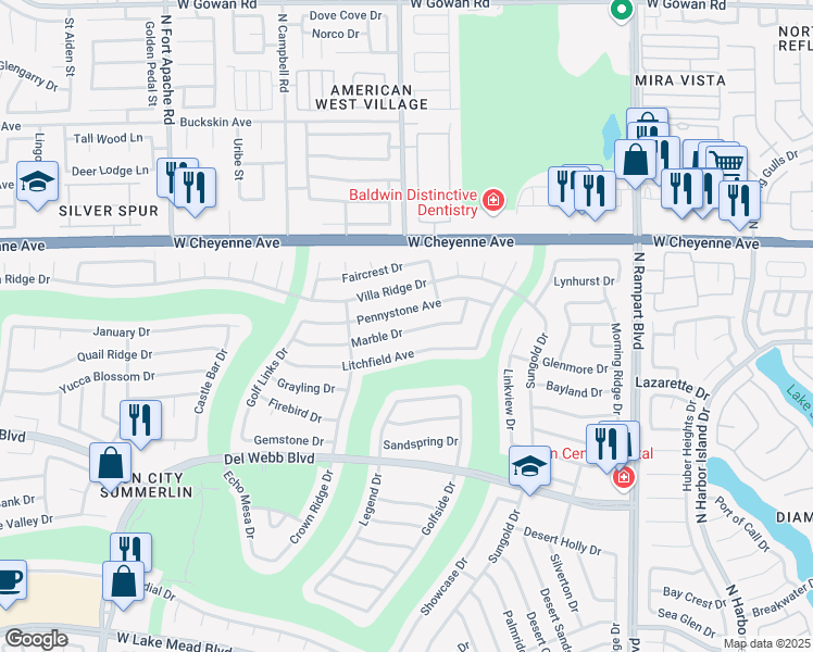 map of restaurants, bars, coffee shops, grocery stores, and more near 8904 Marble Drive in Las Vegas