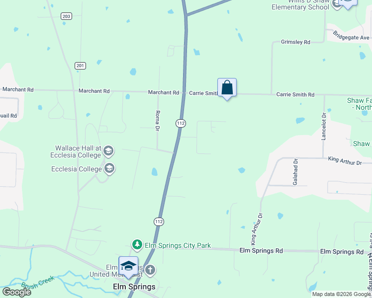 map of restaurants, bars, coffee shops, grocery stores, and more near 9250 Greenbriar Estates Road in Springdale