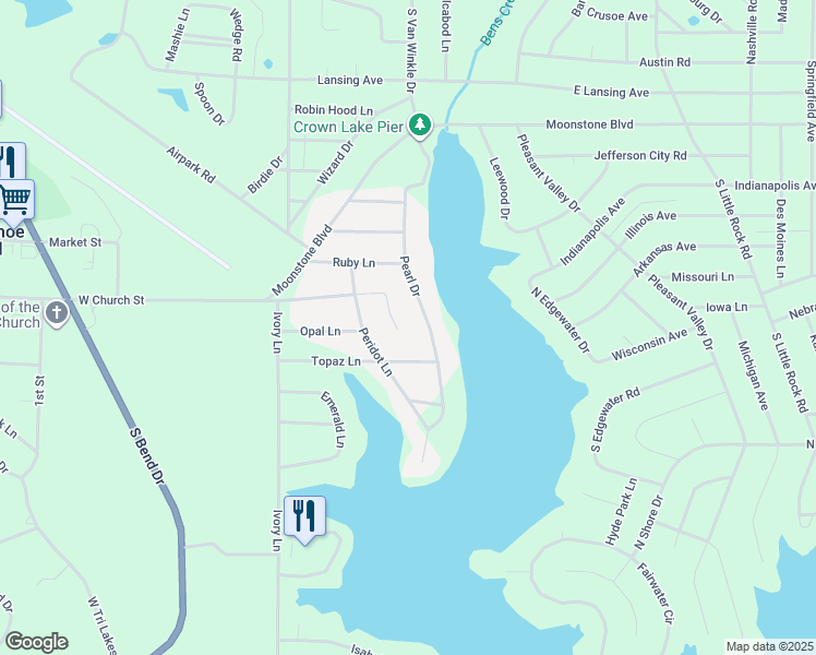 map of restaurants, bars, coffee shops, grocery stores, and more near 1011 Pearl Drive in Horseshoe Bend