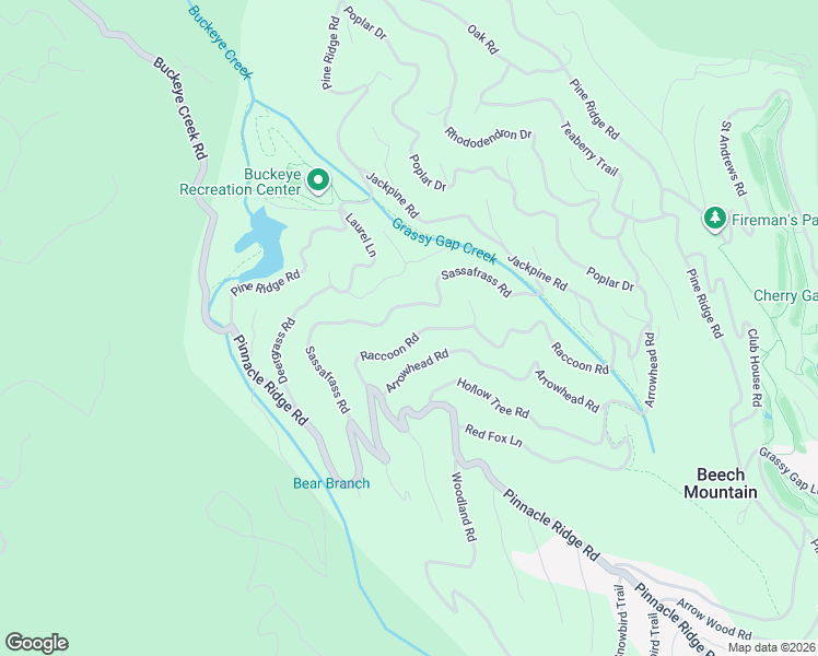 map of restaurants, bars, coffee shops, grocery stores, and more near 123 Raccoon Road in Beech Mountain