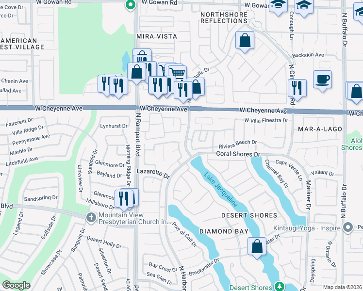 map of restaurants, bars, coffee shops, grocery stores, and more near 3024 Half Shell Way in Las Vegas