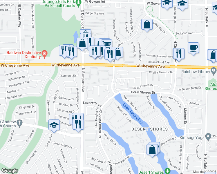 map of restaurants, bars, coffee shops, grocery stores, and more near 3024 Half Shell Way in Las Vegas
