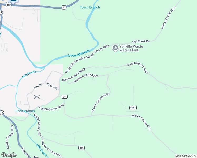 map of restaurants, bars, coffee shops, grocery stores, and more near 343 Marion County 6008 in Yellville