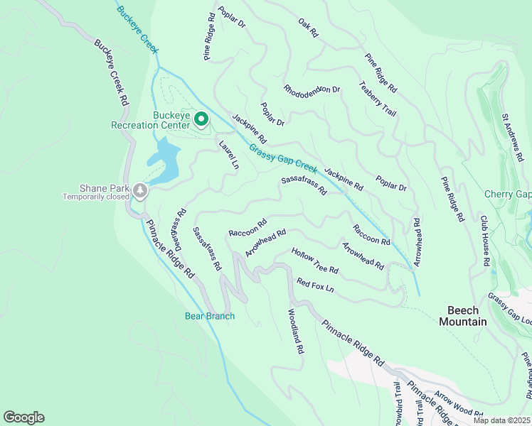 map of restaurants, bars, coffee shops, grocery stores, and more near 125 Raccoon Road in Beech Mountain