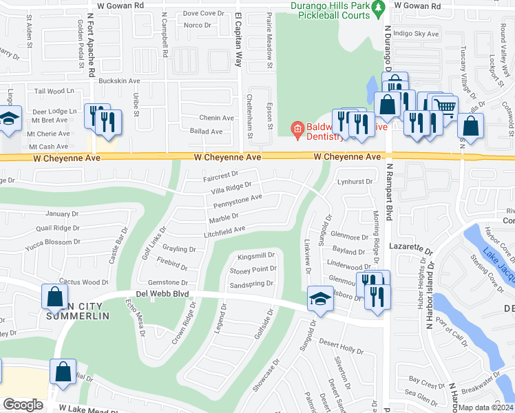 map of restaurants, bars, coffee shops, grocery stores, and more near 8804 Marble Drive in Las Vegas