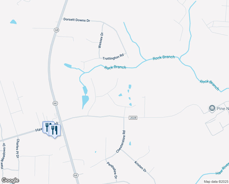 map of restaurants, bars, coffee shops, grocery stores, and more near 8004 Hacker Drive in Stokesdale