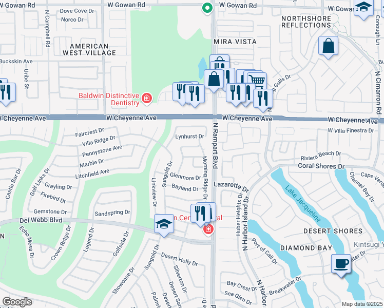 map of restaurants, bars, coffee shops, grocery stores, and more near 8516 Spyrun Drive in Las Vegas