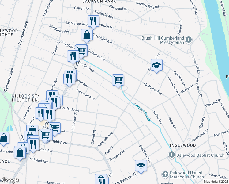 map of restaurants, bars, coffee shops, grocery stores, and more near 1223 Sunnymeade Dr in Nashville