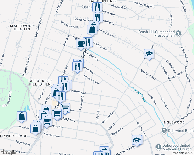 map of restaurants, bars, coffee shops, grocery stores, and more near 1308 Norvel Avenue in Nashville