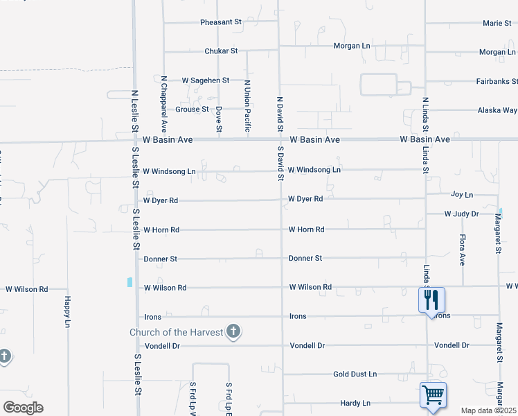 map of restaurants, bars, coffee shops, grocery stores, and more near 1581 West Dyer Road in Pahrump