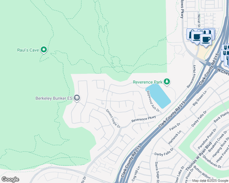 map of restaurants, bars, coffee shops, grocery stores, and more near 11160 Red Yucca Drive in Las Vegas
