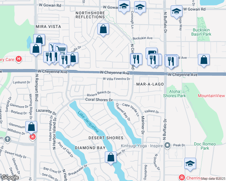 map of restaurants, bars, coffee shops, grocery stores, and more near 7908 Riviera Beach Drive in Las Vegas