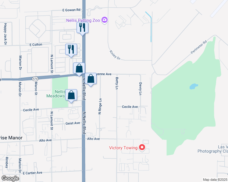 map of restaurants, bars, coffee shops, grocery stores, and more near 3125 Betty Lane in Las Vegas