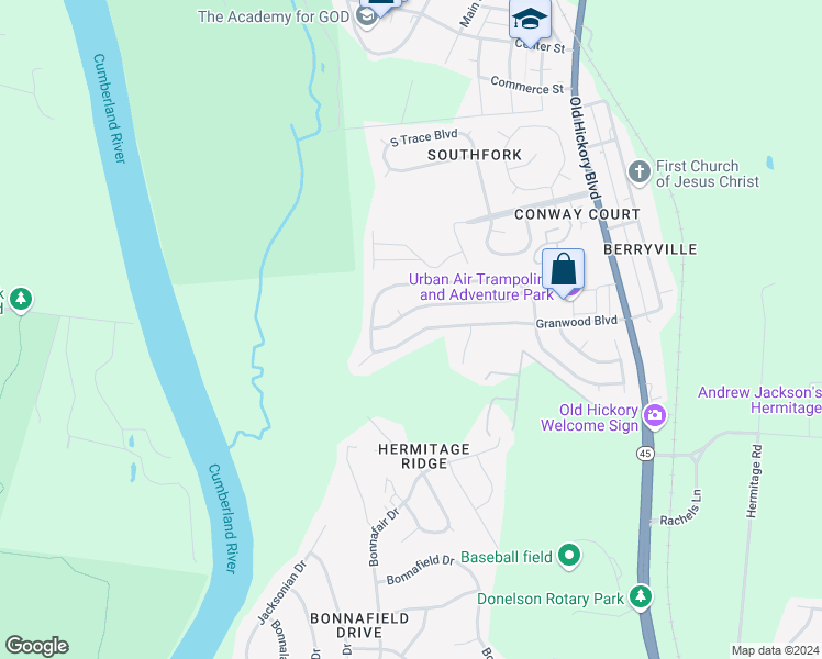 map of restaurants, bars, coffee shops, grocery stores, and more near 640 Granwood Boulevard in Nashville