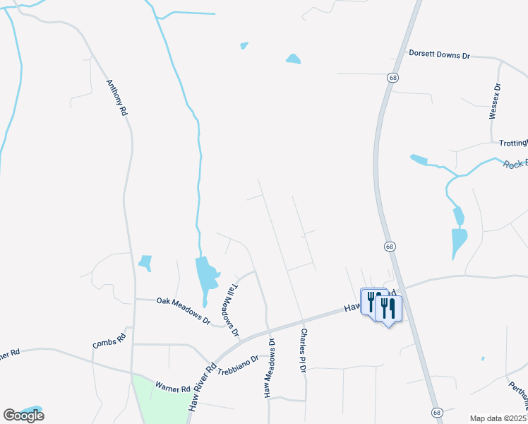 map of restaurants, bars, coffee shops, grocery stores, and more near 7819 Charles Place Drive in Kernersville